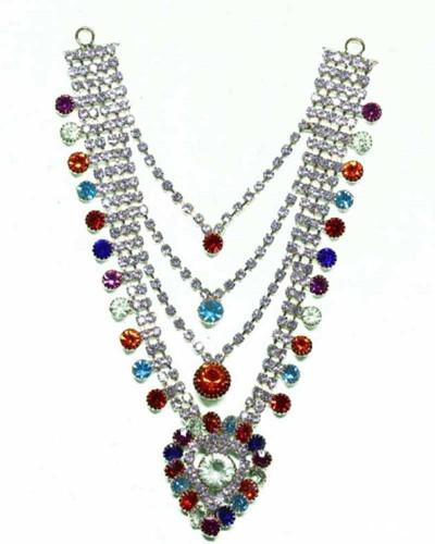 Vibrant Multi-Color Stone V-Shape Adornment Sparkling Crystal Piece