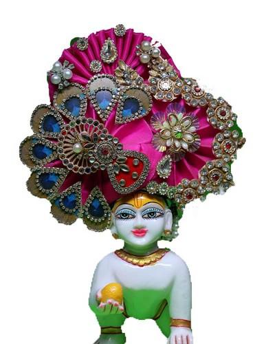 Vibrant Pink & Blue Laddu Gopal Pugree With Intricate Detailing