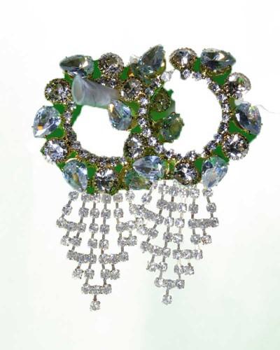 Elegant Crystal Studded Wide Kada With Rhinestone Danglers Sparkling Deity Bracelet For Festive Shringar