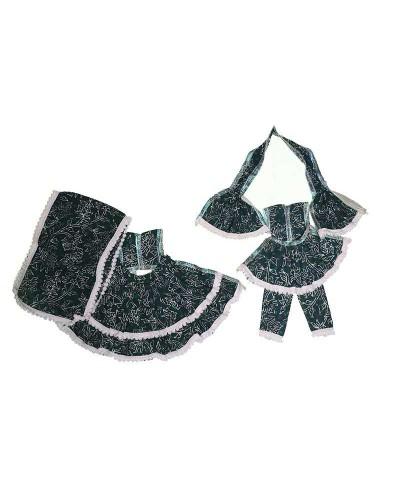 Traditional Black Radha Krishna Clothes With Soft Cotton Fabric White Floral Embroidery And Contrast White Border For Daily Puja & Festivals