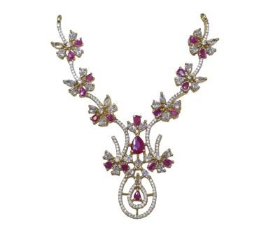 Beautiful AD mala , flower design with pick stone for laddo gopal , radhakrishna