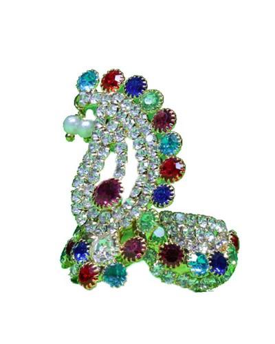 Multicolor Gemstone Laddu Gopal Mukut With Pearl Accent