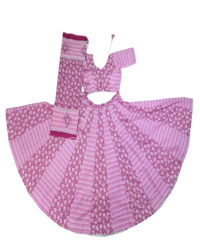 Elegant Floral Printed Gopi Dress With A 7-meter Flare In Pink And Magenta Combination 