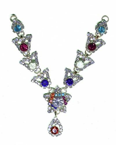 V-Shaped Multi-Color Stone Jewelry Piece Bow & Crystal Accent