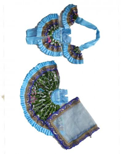 radha krishan dress in green with blue lace
