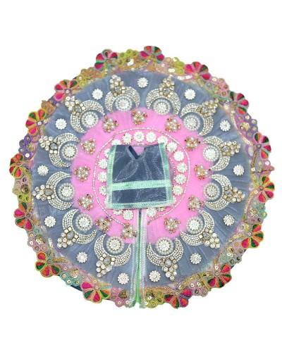 Traditional Laddu Gopal Poshak Pink And Grey With Multicolor Border Embroidery