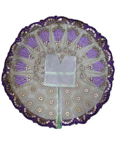 White And Lavender Net Laddu Gopal Dress With Stone And Pearl Embroidery