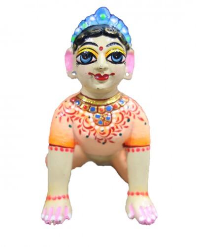 Radha Rani In Asth Dhatu With Body Skin Paint With Peach Colour Dress Paint