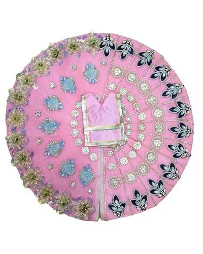 Pastel Pink Laddu Gopal Dress With Blue And Navy Floral Embroidery