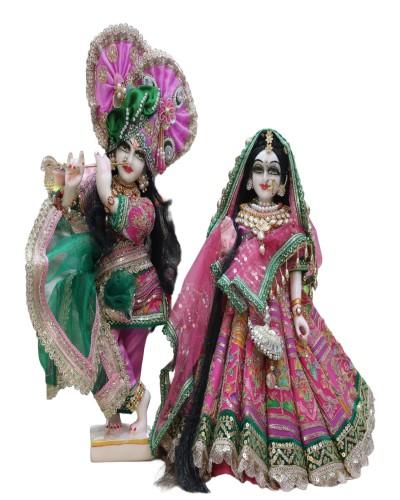 Beautiful handmade radhakrishnan poshak in pink colour 