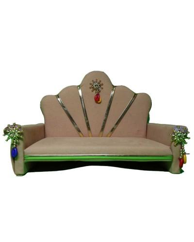 Royal Beige Singhasan With Beaded Ornamentation For Bal Gopal
