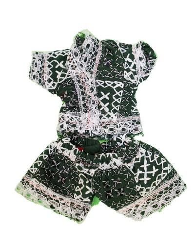 Dark Green & White Patterned Laddu Gopal Night Suit Cozy And Traditional Sleepwear