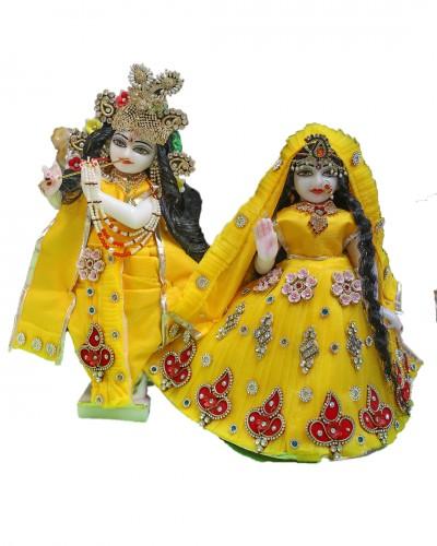 Radha Krishna With Shringar With Yellow Colour Dress 