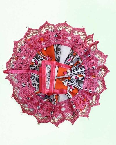 Vibrant Orange and Pink Lace for Laddu Gopal Dress