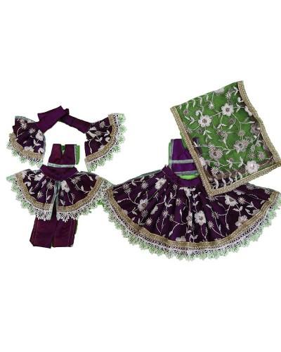 Purple Radha Krishna Dress Set Embroidered Poshak With Net Dupatta