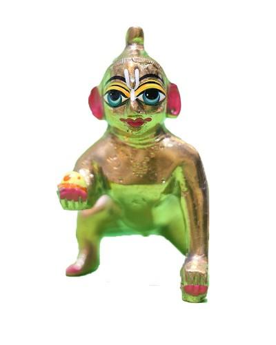 Golden Laddu Gopal Idol In Crawling Pose With Butter Ball