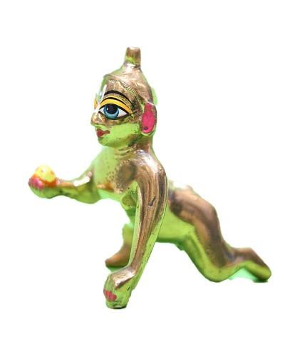 Side View Golden Laddu Gopal Murti For Home Temple Decor