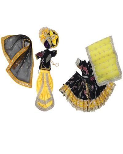 Janmashtami Special Dress For Yugal Jodi Ji Radha Krishna In Black, Yellow  in Nabadwip
