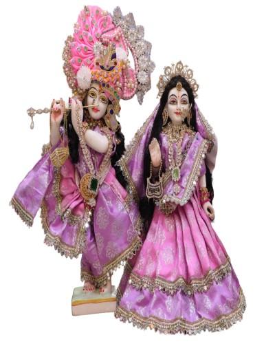 Beautiful radhakrishnan with shringar dress in pink colour with beautiful AD shringar 