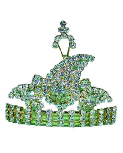 Modern Green Crystal Crown For Deity Adornment