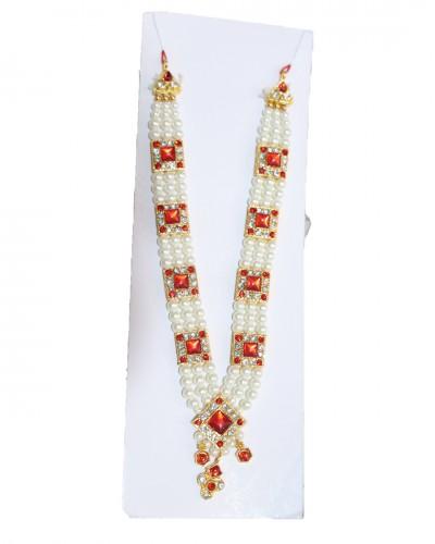Long Mala In Orange And Blue Colour