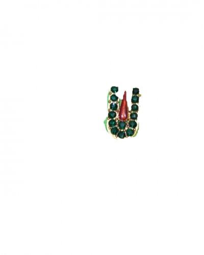 Tilak Sticker for Laddu Gopal Green Stones with Red Center for Janmashtami