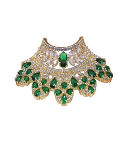 Beautiful AD stone mala in green colour for radhakrishna, laddo gopal in 