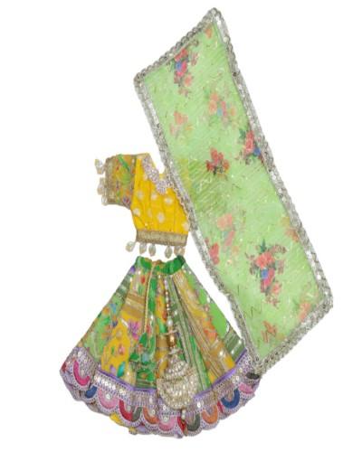 Radha Krishna Heavy Dress | Poshak For Yugal Jodi In Yellow Green 