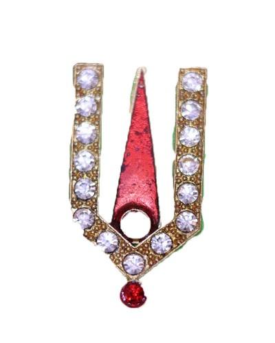 Traditional Tilak Sticker For Bal Gopal Red Central Tilak With White Stones