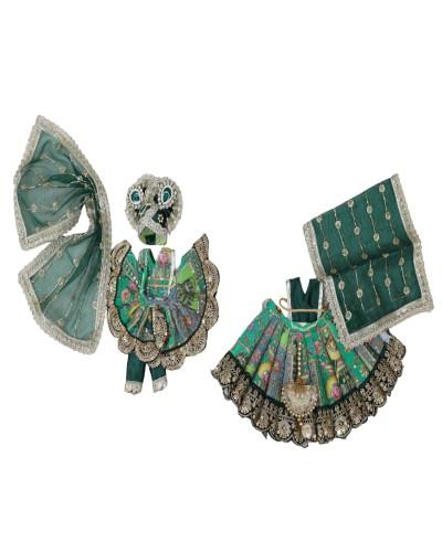 Yugal Jodi Poshak –cotton Hariyasli Teej Festive Special Dress For Radha Krishna In Green Colour in Nabadwip