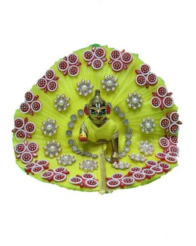 Yellow Laddu Gopal Dress With Red White Floral Design For Janmashtami And Puja