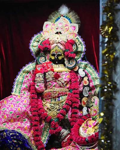 Traditional Pink Poshak With Floral Embroidery For Radhaballav Ji