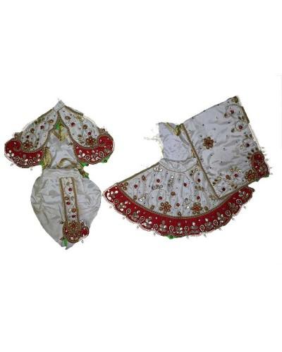 White Radha Krishna Dress Handcrafted and Decorative