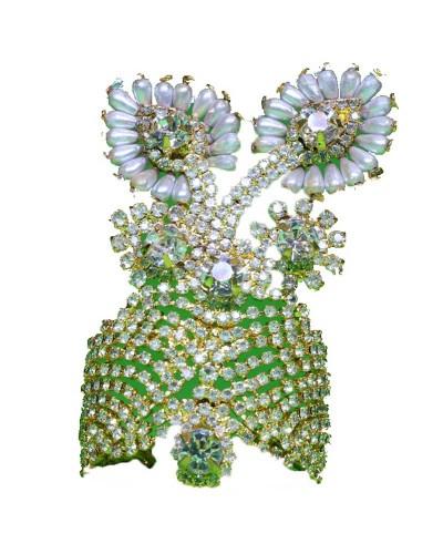 Flowered Design Rhinestone Murti Crown And Traditional Indian Shringar