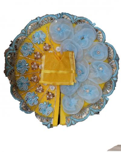 Yellow Colour Dress With Blue Flowers For Laddo Gopal