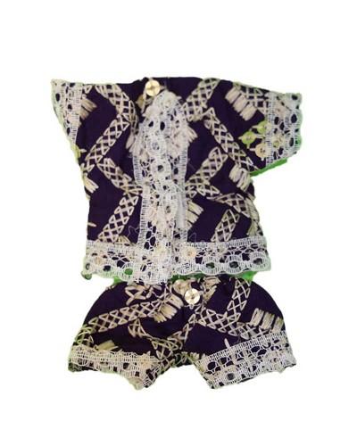 Traditional Black & White Laddu Gopal Night Suit With Geometric Patterns