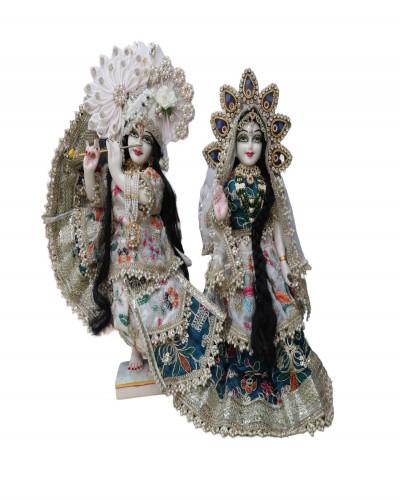 Radha Krishan Dress In White Green Contrat