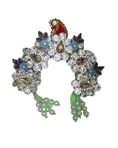 Krishna Mukut For Janmashtami Decorative Laddu Gopal Crown With Stones And Pearls