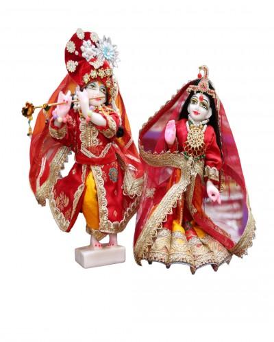 Radhakrishna Dress In Yellow Red Combination