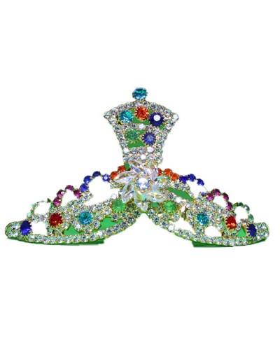Vibrant Multi-Color Crystal Crown For Radha Krishna Idols