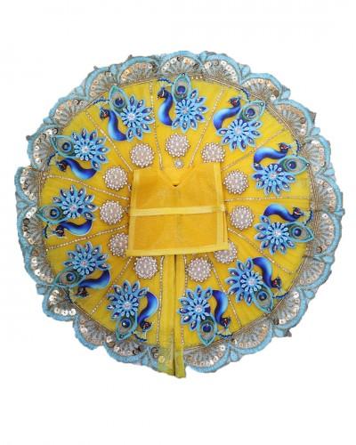 Laddo Gopal Dress In Yellow Colour With Blue Picock