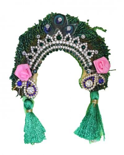 Adjustable Radha Rani Chandrika, Crown With Petals And Stone Work
