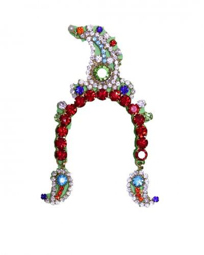 Colourful Metal Chandrika For Radha Rani Made With Stone 