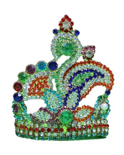 Peacock Design Multi-Color Deity Crown Unique Idol Headpiece