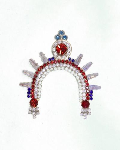 Metal Chandrika For Radha Rani Made With Stone In Red Colour Available In All Size