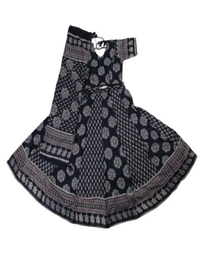 Indulekha Sakhi Ju Gopi Dress in Black Colour with full Ghum, Flared Cotton Radha Krishan Gopi dress 