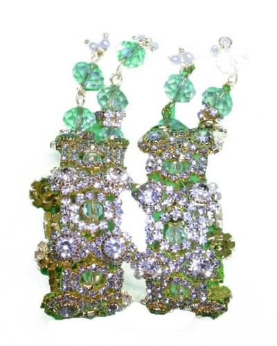 Lush Green Crystal & Rhinestone Deity For Idols Perfect For Enhancing The Charm Of Krishna And Radha