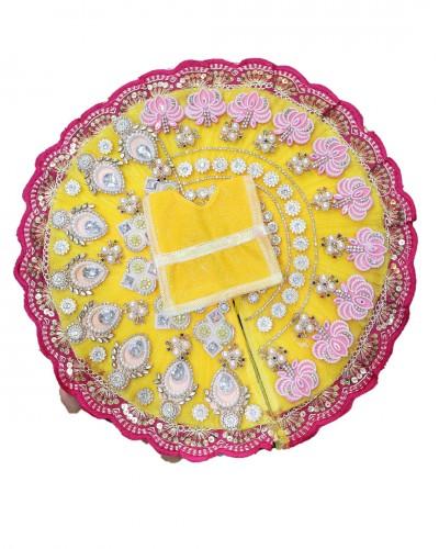 Yellow Colour Dress With Pink Border For Laddo Gopal