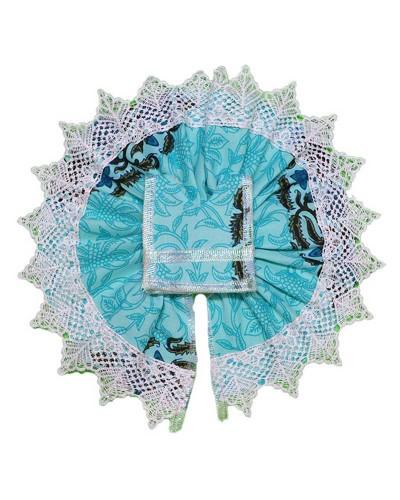 Aqua Blue Bal Gopal Dress With Elegant White Crochet Border