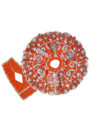 Bright Orange Laddu Gopal Poshak With Silver Sequin Work & Angvastra
